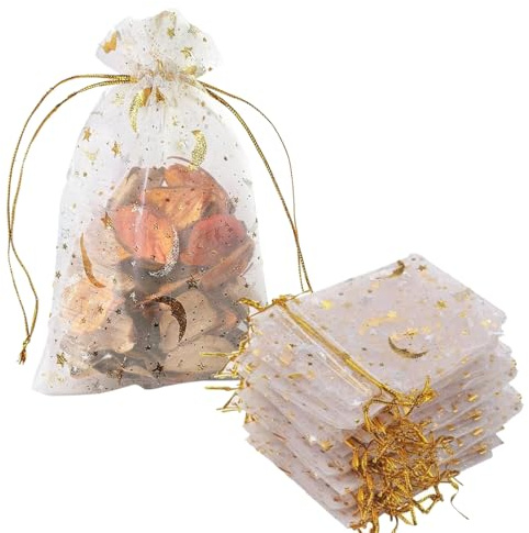 100 PCS Bolsitas para Regalos, Bolsas de Organza Bolsas Regalo Pequeñas Organza de Bolsas Pequeñas para Regalos Envoltura de Joyas con Cordón para Boda Favores Joyas y Dulces (7x9cm)
