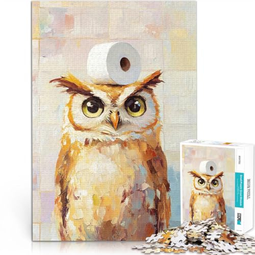Puzzle Adulte 1000 pièces Chouette avec du Papier Toilette Compétition de Vitesse Manuelle Cadeaux du Père Noël Secret 38x26cm