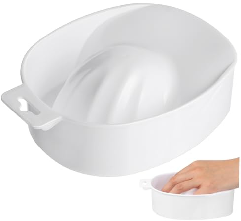 TOPPERFUN Cuenco para Remojo de Uñas Blanco de Plástico Rectangular, Bandeja para Manicura en Salón Profesional y Uso Doméstico, Nutrición y Cuidado de Cutículas
