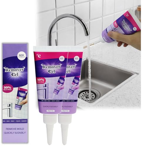 2PCS Vexclean Mould Remover Gel Powerful Cleaning Gel for Bathroom Kitchen Tile Gaps Grout Fast Acting Formula Safe on Seals Washing Machine Fridge and Walls Surfaces Highly Penetrating Non-Damaging