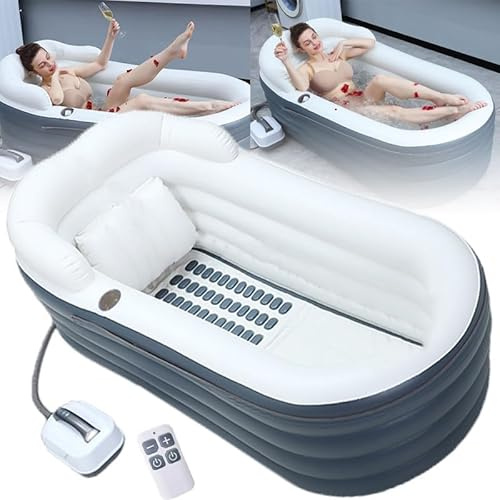 Foldable Surfing Massage Bathtub - Portable Bubble Spa with Hydrotherapy Jets, Non-Slip Mat, Remote Control & Tube for Full Body Relaxation