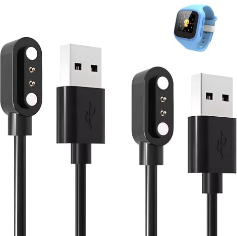 2Pcs Chargeur Montre Connectée, Chargeur Montre Connectée Universel, Câble USB Chargeur Smartwatch, Espacement de Sonde de 2.84 mm,Cable USB 2 Broche Remplacement Adaptateur Charge Montre Magnétique