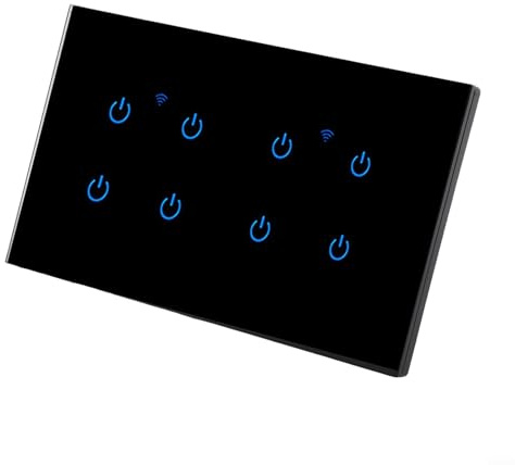 Smart Dimmer Switch, Touch light Switch, Wall Mount Smart Light Switch for Alexa for Smarts Life App Remote/Voice Control,Neutral Wire Required(8 Gang-Black)