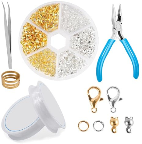 VYNZOR Kit Gioielli Fai da Te Adulti, Set Completo con 340 Pezzi per la Creazione di Gioielli, Include Chiusure Gancetti per Braccialetti, Chiusure per Collane, Chiusure a Moschettone e ecc. per DIY