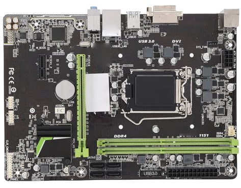 Denash Carte Mère de Jeu, Carte Mère Micro ATX pour Ordinateur de Bureau Compatible avec LGA 1151 DDR4 2133 MHz 32 Go, Sorties DVI VGA, Emplacements PCI-E X16 X1, Batterie CR2032