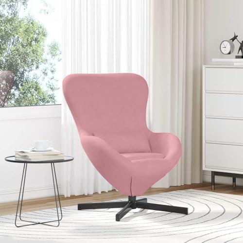 Owoxanthellate Egg Chair Rosa: Samt Relaxsessel mit 360° Drehfunktion, 63 x 73 x 90 cm, Metallgestell, Pinker Wohnzimmer Liegesessel für Schlafzimmer, Lounge & Home Office