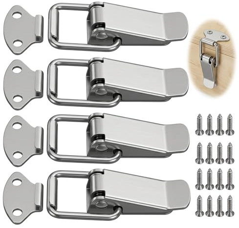 4 chiusure di bloccaggio per casse, chiusura rapida in acciaio inox con viti, chiusura a scatto per mobili, chiusura sicura per scatole e contenitori, chiusura a scatto per mobili
