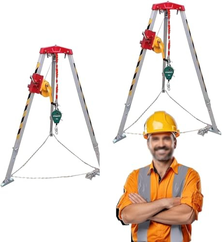 Confined Space Rescue Tripod with Winch & Harness - Emergency Rescue for Sewers, Manholes, Construction & Fire Safety Equipment
