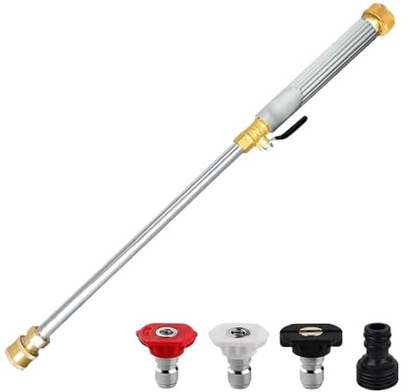 Raclette Haute Pression réglable | Outil d'arrosage réglable - Lance de Nettoyeur Haute Pression avec raccord Rapide et 3 Buses | Nettoyage Voiture, Fenêtres, Terrasse,