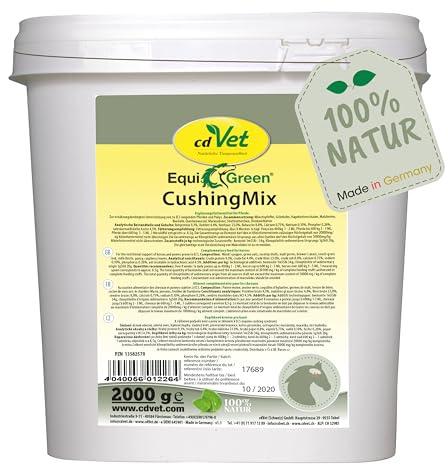 cdVet Naturprodukte EquiGreen CushingMix 2 kg, Pferde und Ponys, Stoffwechselprobleme, Entgiftungsorgane, Vitalstoffe, mit Möchspfeffer und Grünhafer
