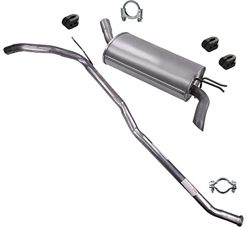 BESTPRICE Silencieux Set 1x tuyau d'échappement, 1x silencieux final, 3x butées, 1x collier de serrage, 1x collier à étrier Compatible avec RENAULT TWINGO I (C06_)