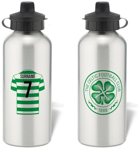 Personalised Celtic FC Aluminium Sports Water Bottle - Silver Bottle |