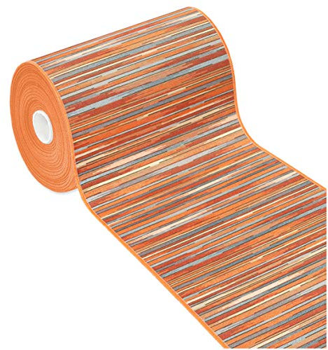 Tappeto Cucina Bordato Assorbente Tessitura Piatta Multiuso Bagno Camera Stile Bamboo 52X140 Arancione