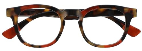 OPULIZE Ava Lunettes de Lecture Avec Monture Arrondi Flatteur Charnières à Ressort Anti-Rayures Écailles de Marron Touche de Rouge Hommes Femmes R62-Z +2.50