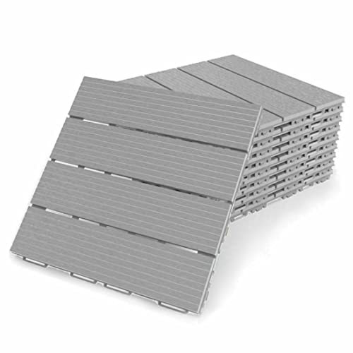 Balkon Terassenfliesen Patio Fertiger Interlocking Bodenbelag Deck Fliesen Innen Außen Garten Decking Déco 30x30 cm 8-Pack Grau