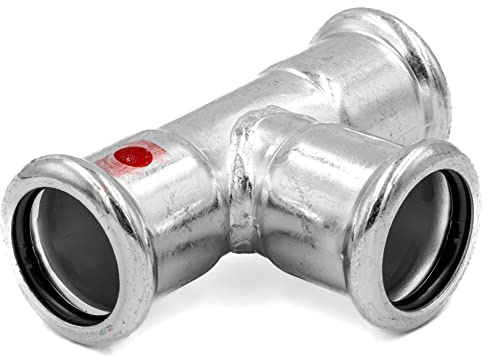 SANHA-Therm C-Stahl Pressfitting T-Stück EPDM Dichtung 22 | Unlegierter Stahl, Heizung, Kühlung, Druckluft, einfache Installation