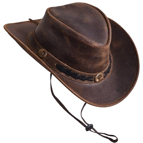 Sidewinder Cowboyhut Leder Western Hut Wildleder Shapeable Style Herren und Damen Western Wide Brim Vintage Outback Old Style Hut Bräunen Schwarz Alle Größen