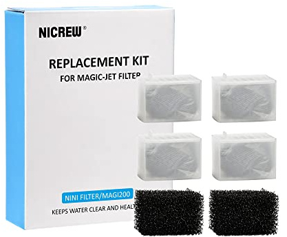 NICREW Replace Cartridge Fish Tank Filter 200L/H, Aquarium Filter Foam and Activated Carbon