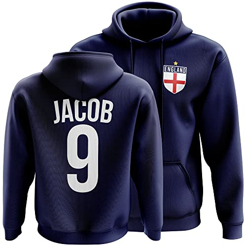 Purple Print House England Hoodys for Men - England Flag Badge Custom Name and Number Hoodie - Football Personalised Retro Europe Summer 2026 Footy Gifts for Him - Unique Cup Footie Hood