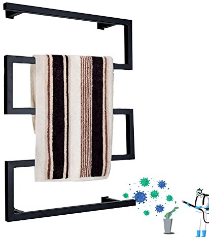 GJXJY Scaldasalviette elettrico bagno con termostato, scaldasalviette elettrico nero opaco, scaldasalviette elettrico a parete, 600 x 800 mm