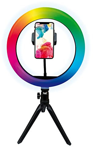 Mobility Lab - ML305684 - Anneaux Lumineux RGB 10'' avec tréppied avec Support téléphone Universel, télécommande idéal pour Faire des vidéos (tiktok/Youtube.)