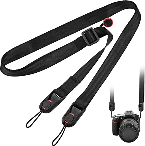 Sangle pour Appareil Photo Ensemble Bandoulière et Dragonne Courroie Lavable Laniere Longueur réglable de 45 à 152 cm, Pour appareil photo reflex numérique Canon Nikon Sony