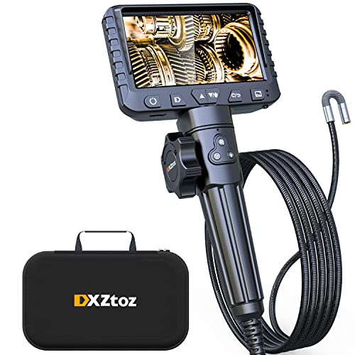 DXZtoz Two-Way Articulating Borescope with Light, Video Industrial Endoscope Inspection Camera with Articulated Probe for Automotive Engine Mechanic Plumbing- 5.5FT