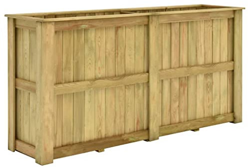 Mogou Hochbeet, Palettenrahmen, Hochteich, Gemüsebeet, Kräuterregal Balkon, Blumenbeet, Kräuterspirale, Tomatenbeet, Pflanzhochbeet, 196 x 50 x 100 cm Kiefernholz Imprägniert