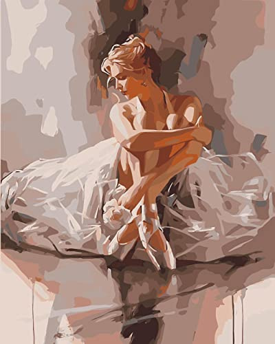 NANASUGUR Pintar con Numeros para Adultos Niños, DIY Pintura por Números,DIY Cuadro al óleo con Números,Decoraciones para el Hogar sin Marco 40x50cm-La bailarina