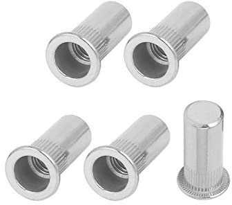 METALLIXITY Sealed Rivet Nuts (M8) 5Pcs, 304 Stainless Steel Blind Closed End Threaded Insert Nuts - for Furniture Mechanical Fasteners, Silver Tone