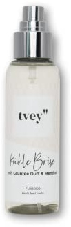 tvey kühle Brise: Fußdeo ohne Aluminium mit Soforteffekt - kühlender Wirkstoff Menthol und Grünteeduft zur Geruchsbekämpfung und Fußschweiß, Antitranspirant - vegan, 100ml