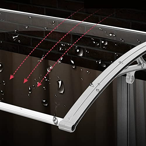 Vordach für Haustür,Transparentes Pultbogenvordach,UV-Schutz Regenschutz Türvordach Haustürdach Pultvordach Überdachung Haustür aus Aluminium und Polycarbonat,für Fenster (80x120cm/32 x47)