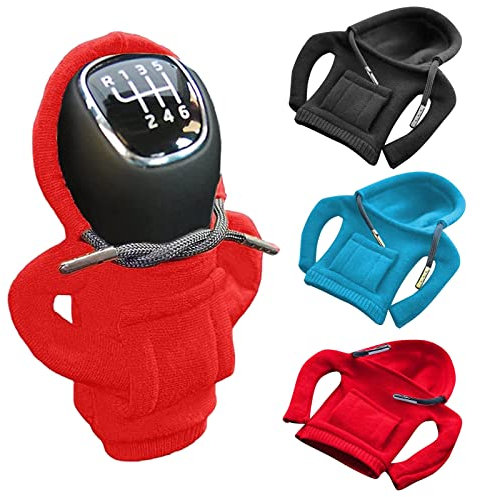 SXCCNW Schaltknauf Hoodie, 3 Stück Schaltknauf Abdeckung, Schalthebel Hoodie Hoodie Abdeckung Auto Interieur für Innendekorationszubehör Rot, Schwarz, Blau