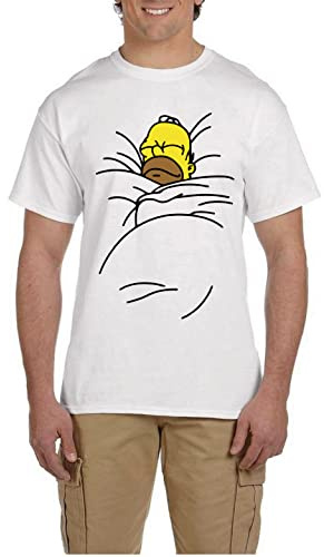 Bollito de Canela Homer - Camiseta de Manga Corta (L, Blanco)