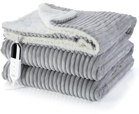 YDW Wärmedecke Heizdecke mit Abschaltautomatik - 200x180 cm Kuscheldecke Electric Blanket Wärme Beheizbare Decke Elektrische fürs Bett Überhitzungsschutz Waschbar Kuschelheizdecke - Grau