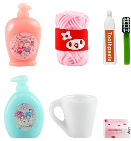 7Pcs Puppenhaus Badezimmer Zubehör,1:12 Miniatur Badezimmer Zubehör,Puppenhaus Miniatur Zahnbürste,Miniatur Zubehör,Geeignet für die Badezimmerdekoration im Puppenhaus