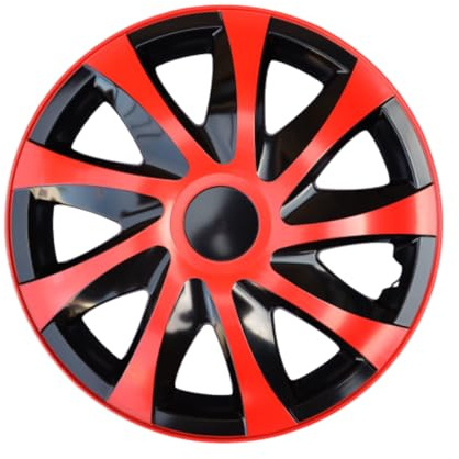 Luckyberg Radkappen 13 Zoll Draco | Zierkappen in vielen Farben, Radzierblenden 4er-Set für die meisten Automarken und Stahlfelgen. Felgenabdeckung für Autofelgen. (13 - ROT/SCHWARZ)