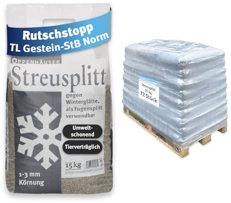 OPPENHÄUSER Diabas Streusplitt 1080kg 1-3mm Körnung: sofort rutschhemmend, | umweltschonendes Streugranulat für sichere Gehwege & Treppen, TL Gestein-StB Norm, Premium Qualität, 1 Palette