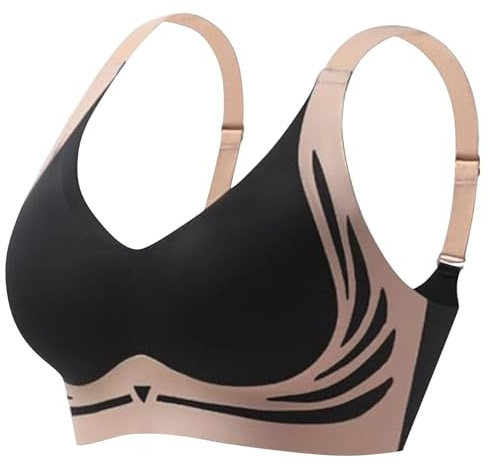 Generisch Andere Bequemer Und Bequemer Mannschaftshals … Super Gather-BH, weicher, bequemer Gather-BH, kabelloser Push-Up-BH, Lift-BH, Damen-Dessous, Alltags-Sport-BHS Lift Bewertung (Black, L)