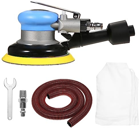Irfora Ponceuse pneumatique de 5 pouces, 12000 tr/min, ponceuse à main pneumatique, ponceuse à air professionnelle, polissage, meulage, meulage pour voiture, métal, bois, cire, travail du métal