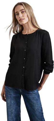 STREET ONE strukturell blus med broderi, svart, 46