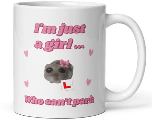 Confidently Quirky - I'm Just a Girl Who Can't Park White Mug, Funny Parking Girlfriend Gift, Secret Santa Colleague Her Can't Drive, Daughter Driving Sad Hamster Meme Tiktok