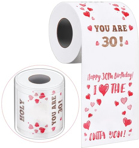 Clabby Lustige Streich-Toilettenpapier-Geburtstagsgeschenke für Frauen und Männer Lustiges Toilettenpapier zum Geburtstag Ideen Scherzgeschenk für Freunde Geburtstag Party Dekorationen(30. Geburtstag)