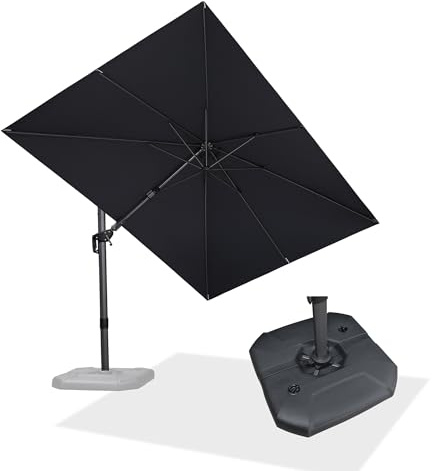 PURPLE LEAF Sonnenschirm mit Ständer 250 × 350 cm Aluminium Twist, Grau