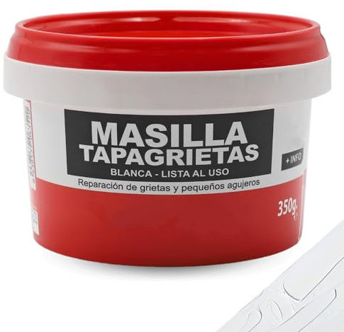 TECHZOCO Masilla Tapagrietas, Pasta para reparar, Ideal para reparar grietas y pequeños agujeros, Masilla lista al uso, Rellenadora de agujeros, Color Blanco, Contiene 350 gramos
