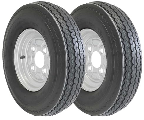 The Drive | 2x Komplettrad 4.00-8/4.80 62N für kleine Pkw-Anhänger | Felge 2,50x8 ET0 / ML60 – Lochkreis 4x100 | Tragkraft je 265kg – max. 140 km/h