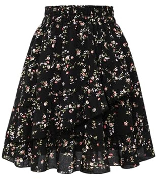 Jupe Boheme Femme Taille Élastique- Jupe Ete Imprimé Florale Évasé Volants Superposés Trapèze Chic Et Elegant Décontracté D'été Fluide Léger Comfortable Tous Les Jours De Plage Skirt