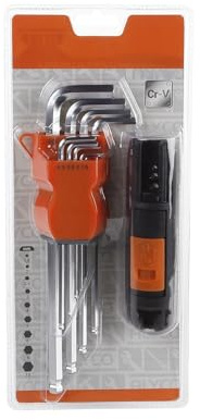 Zarivy Juego de 9 llaves Torx largas con acabado inoxidable, ideales para ajustas tornillos en maquinaria y vehículos.