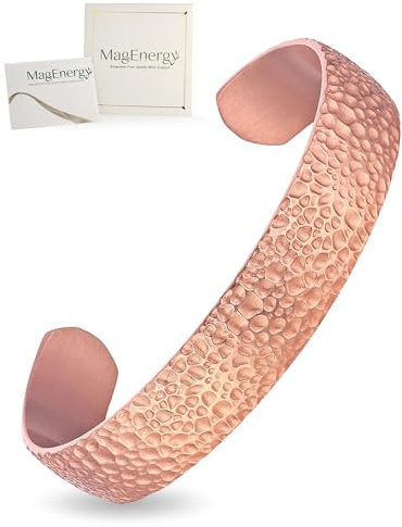 MagEnergy Kupferarmband für Männer & Frauen, handgefertigt | 100% reines Kupfer, roh, massiv & unbeschichtet, zeitloses tibetisches Armband in minimalistischem