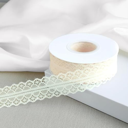 YALiya Cinta De Encaje De Algodón Estilo Vintage, 22m * 3cm Encajes y Puntillas, Rollos Puntillas De Encaje Por Metros, Cinta De Regalo, Rollo De encaje, para Costura, Artesanía, Bodas, álbumes